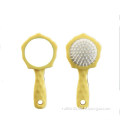 Delicate flower type mirror and hair brush set witn ABS handle